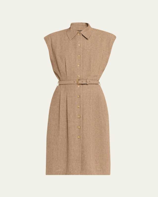 Maise Belted Woven Linen Shirtdress